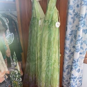 NWT Staud Organza Dandelion Lime Wildflower Gown Garden Party Fairy Princess